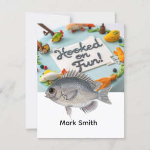 Carte Postale Pêche thème d'anniversaire accrochée au plaisir