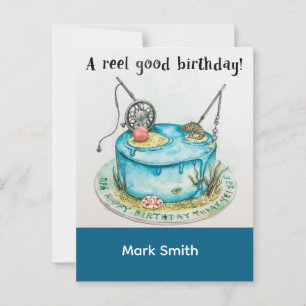 Carte Postale Pêche thème d'anniversaire accrochée au plaisir