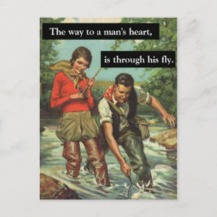 Carte Postale Pêche Vintage Retro Image avec Drôle Dit