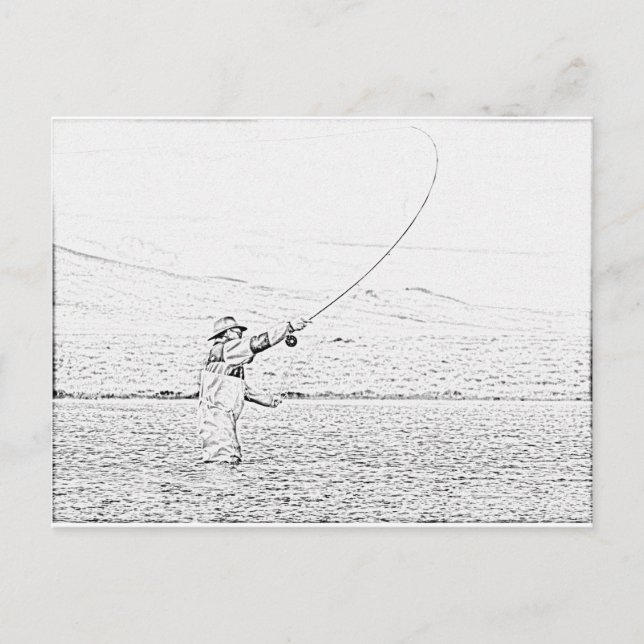 Carte Postale pêcheur à la mouche (Devant)
