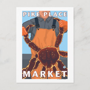 Carte Postale Pêcheur de crabe du roi - Marché Pike Place, Seatt