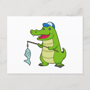 Carte Postale Pêcheur de crocodiles Pêche Canne à pêche