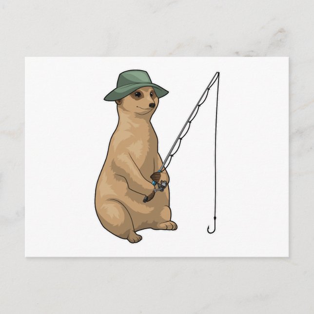 Carte Postale Pêcheur de suricate canne à pêche (Devant)