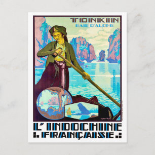 Carte Postale Pêcheur du Tonkin, rivière rouge, voyage vintage