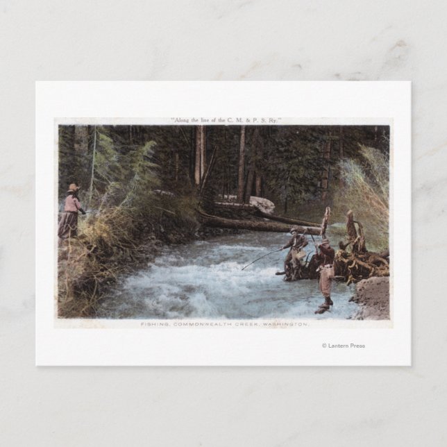 Carte Postale Pêcheurs Pêche à Commonwealth Creek (Devant)