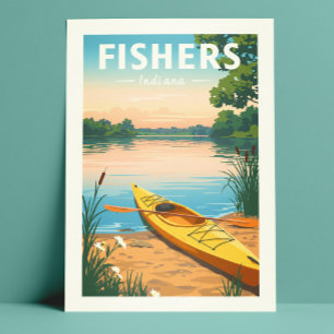 Carte Postale Pêcheurs vintage Indiana