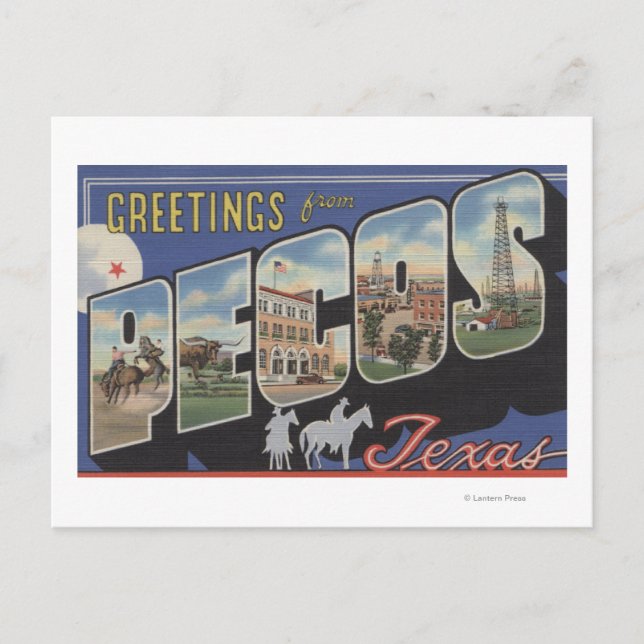 Carte Postale Pecos, TexasGrandes lettres ScènesPecos, TX (Devant)