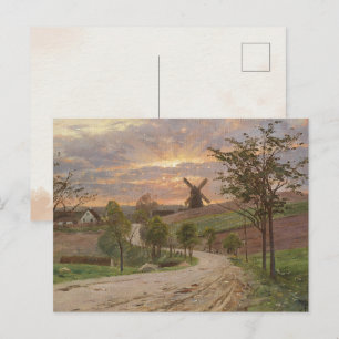 Carte Postale Peder Mønste-Country Road, Moulin à vent, Coucher 