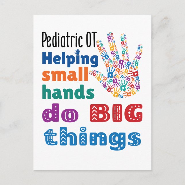 Carte Postale Pediatric OT Aider les petites mains à faire de gr (Devant)