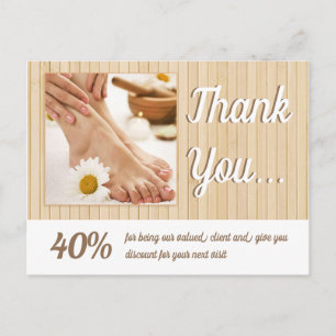 Carte Postale Pédicure Ongles Pédicuriste Bamboo Rayures Merci