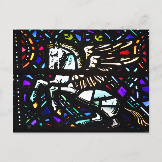 Carte Postale Pegasus Cheval ailé Imaginaire en verre tendu (Devant)