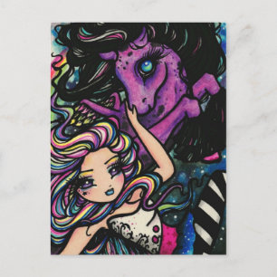 Carte Postale Pegasus Rainbow Galaxy Star Fairy Imaginaire Art G