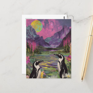 Carte Postale Peguins Surreal Médias mixtes