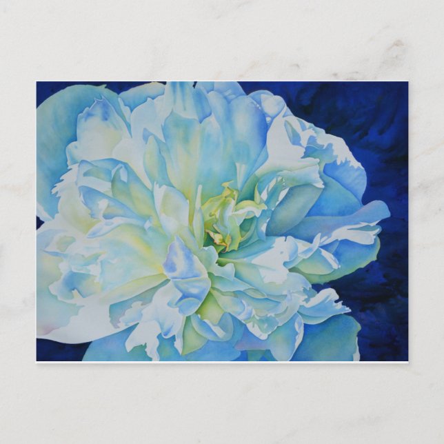 Carte Postale Peine d'aquarelle bleu blanc romantique (Devant)