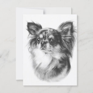 Carte Postale Peint à la main Merle Chihuahua Portrait pour anim