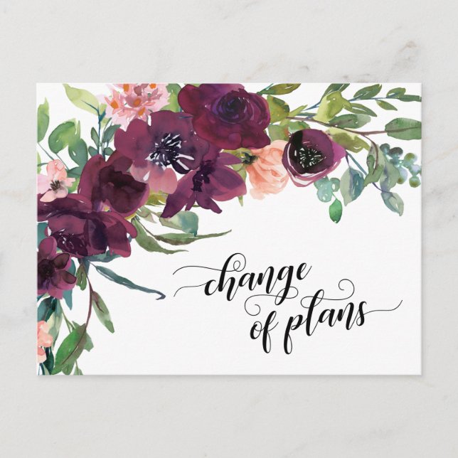 Carte Postale Peint Floral Changement de plans Reporté Mariage (Devant)