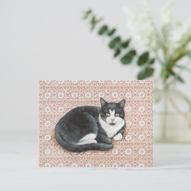 CARTE POSTALE PEINTE CAT (Debout devant)