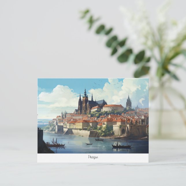 Carte postale peinte République tchèque (Debout devant)