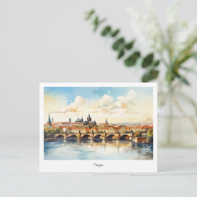 Carte postale peinte République tchèque (Debout devant)