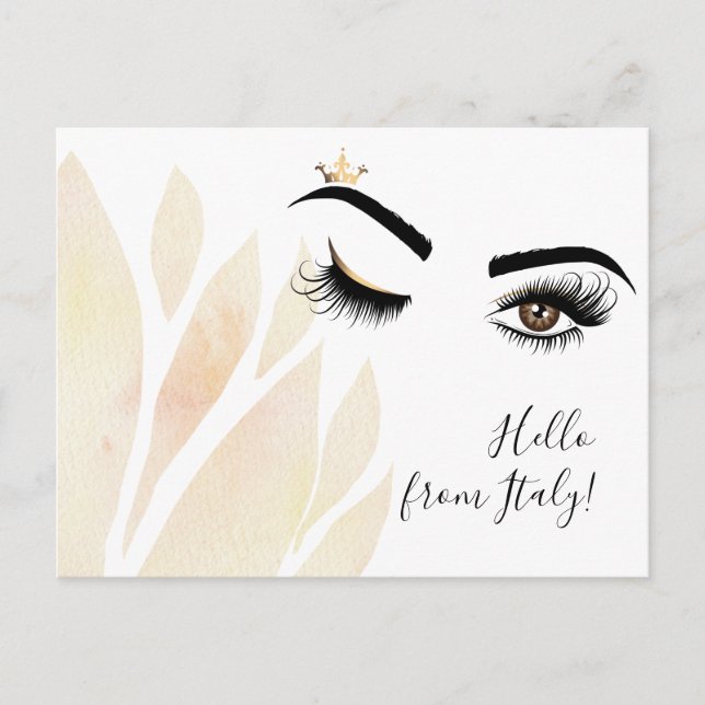 Carte Postale Peintre de maquillage Wink Eye Queen Crown Lash Ex (Devant)