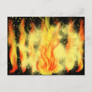 Carte Postale Peinture à Flames jaune et orange HC Art