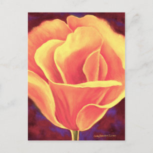 Carte Postale Peinture à fleurs de pavot jaune - Multi