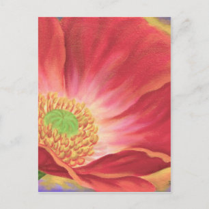 Carte Postale Peinture à fleurs de pavot orange - Multi
