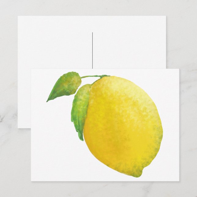 Carte Postale Peinture à l'aquarelle de citron (Devant / Derrière)