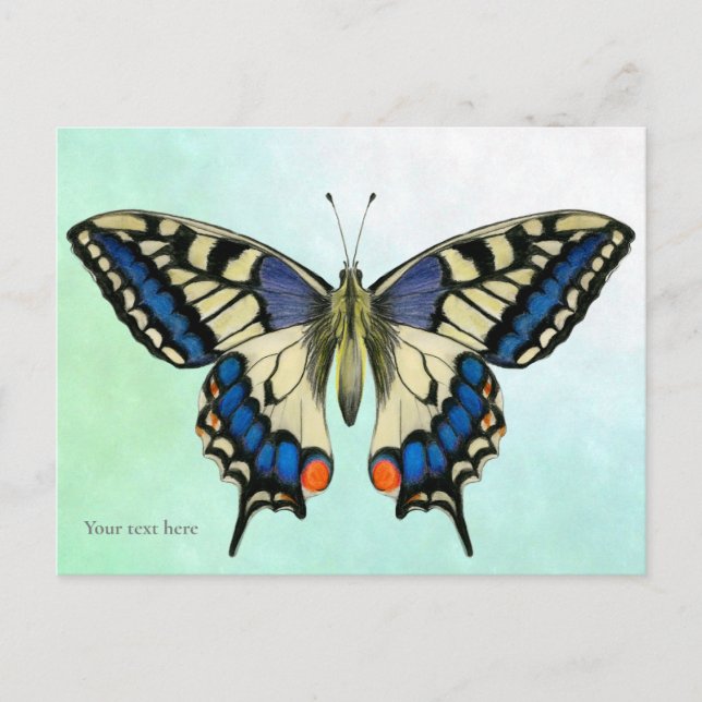Carte postale Peinture à l'aquarelle de papillon S (Devant)