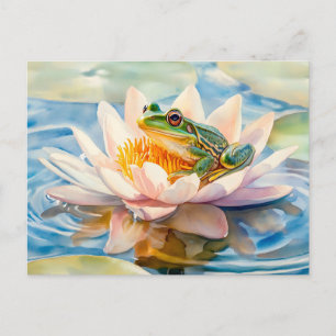 Carte Postale Peinture à l'aquarelle d'une grenouille dans une f