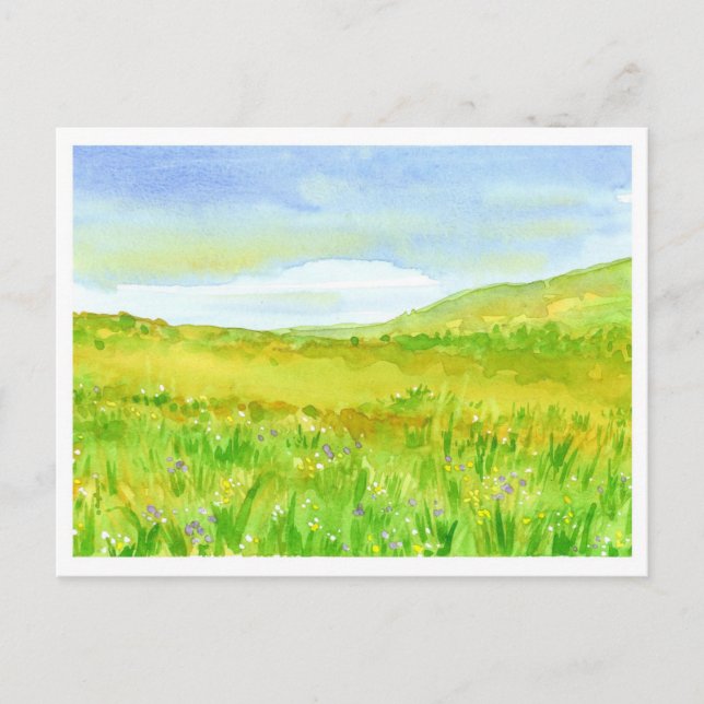 Carte Postale Peinture à l'aquarelle fleur sauvage Prairie (Devant)
