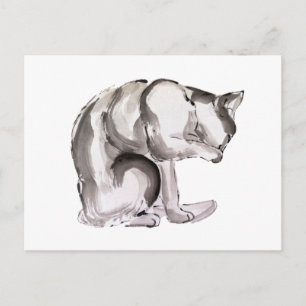 Carte Postale Peinture à l'encre pour lave-chats