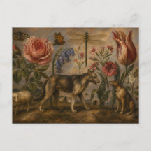 Peinture à l'huile botanique et faune forestière