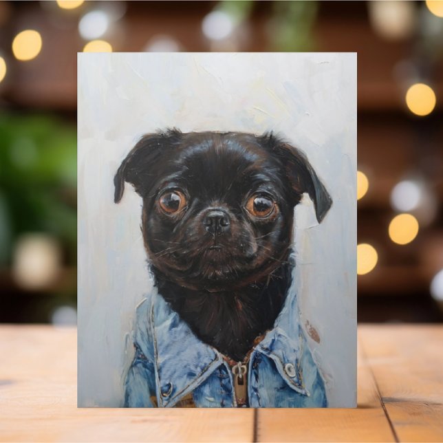 CARTE POSTALE PEINTURE À L'HUILE DE CHIEN FRAÎCHE (Créateur téléchargé)