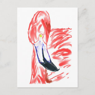 Carte Postale Peinture à l'huile de Flamant rose Dessin à flaman