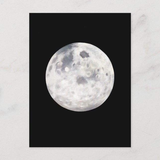 Carte Postale Peinture à l'huile de Pleine lune noire et blanche (Devant)