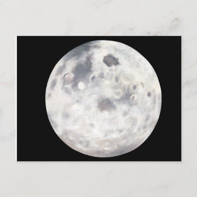 Carte Postale Peinture à l'huile de Pleine lune noire et blanche (Devant)