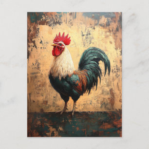 Carte Postale Peinture à l'huile de poulet gras Rooster