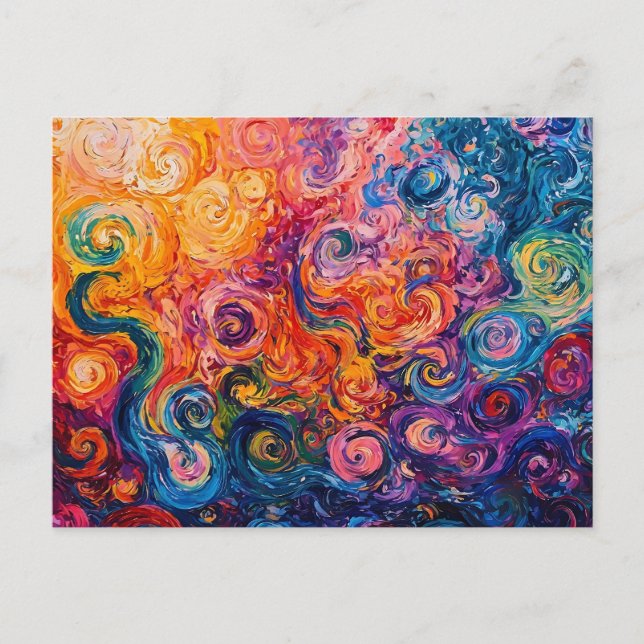 Carte Postale Peinture à l'huile de tourbillons psychédélique (Devant)