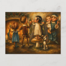 Peinture à l'huile fantaisiste d'elfes de Noël vin