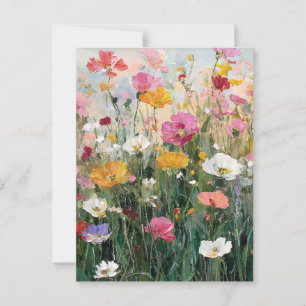 Carte Postale Peinture à l'huile florale colorée Meadow fleur sa