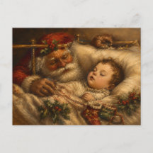 Peinture à l'huile vintage de Noël de Santa au cou