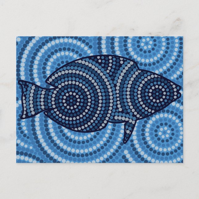 Carte Postale Peinture à points de poisson autochtone (Devant)