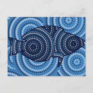 Carte Postale Peinture à points de poisson autochtone