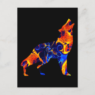 CARTE POSTALE PEINTURE ABSTRAITE AU NÉON DE LOUP