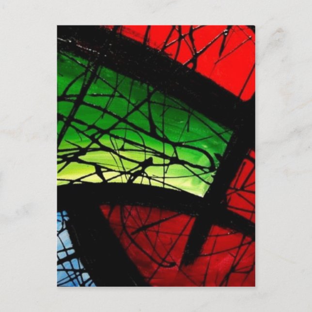 Carte Postale Peinture Abstraite Carré Vert funky (Devant)