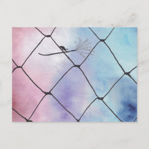 Carte Postale Peinture aquarelle Coléoptère sur la clôture