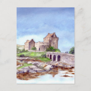 Carte Postale Peinture aquarelle du château d'Eilean Donan