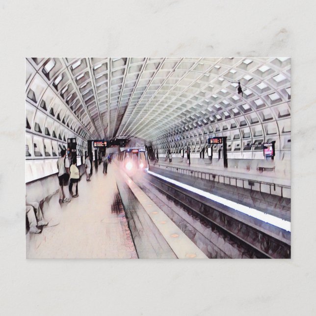 Carte Postale Peinture aquarelle du métro Washington (Devant)