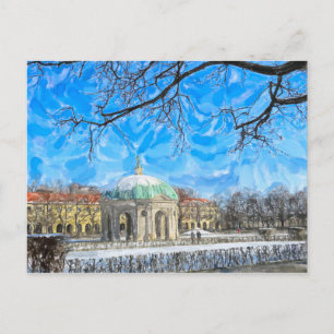 Carte Postale Peinture aquarelle du paysage urbain de Munich. ho